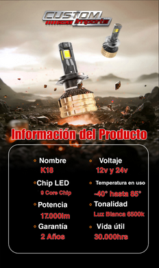 Luces LED Modelo K18 | 17.000lm | 6500k | 12v y 24v