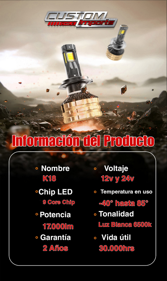 Luces LED Modelo K18 | 17.000lm | 6500k | 12v y 24v